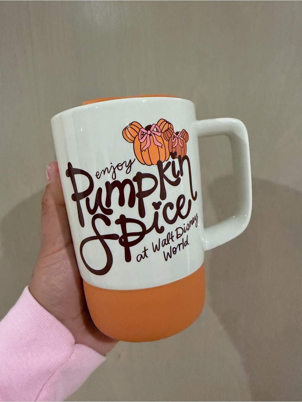 Disney starbucks Walt Disney world Pumpkin Spice Ceramic Mug - White & Orange